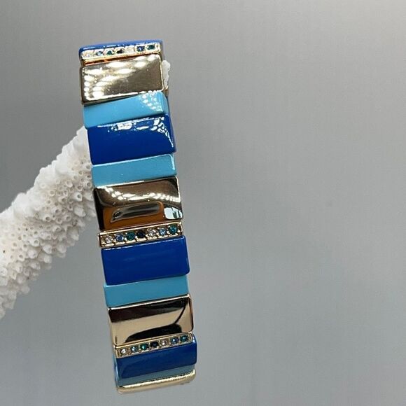 LAUNDRY Shelli Segal Gold Blue Stretch Bracelet - Picture 3 of 13